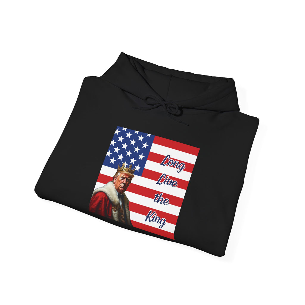 Patriotic Donald Trump Hoodie — 'Long Live the King' Graphic Hooded Sweatshirt