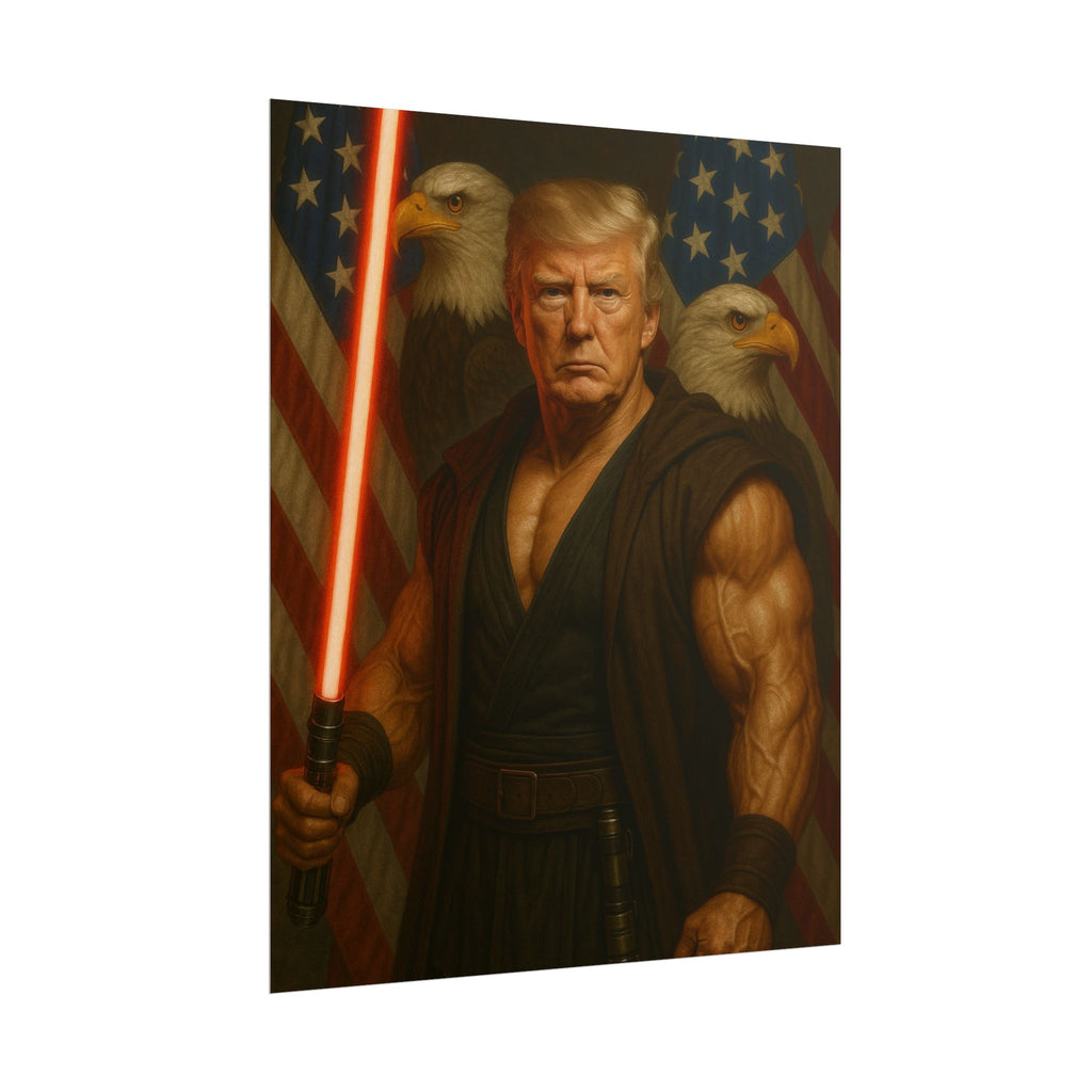 Trump Jedi Warrior Poster — Patriotic Lightsaber Wall Art