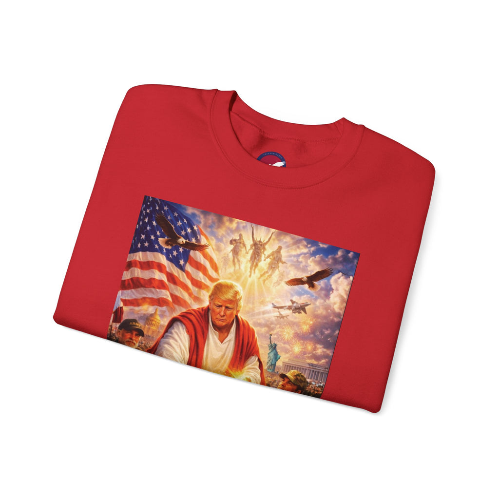 Patriotic Crewneck Sweatshirt - Trump Healing with American Flag Art