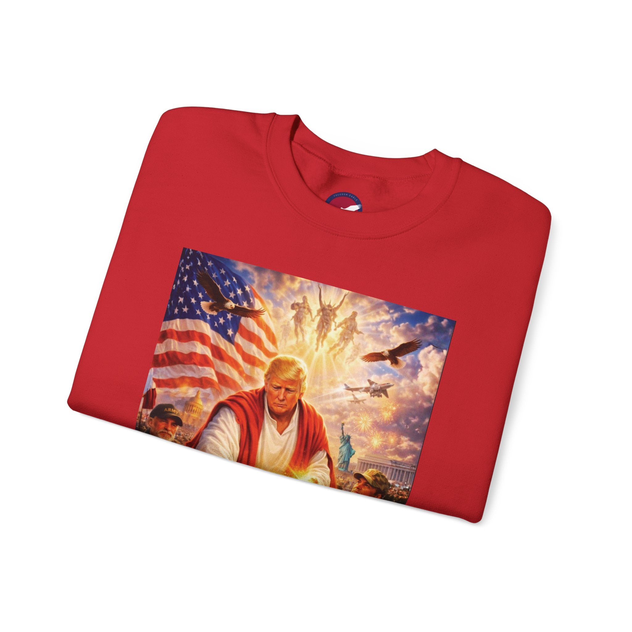 Patriotic Crewneck Sweatshirt - Trump Healing with American Flag Art