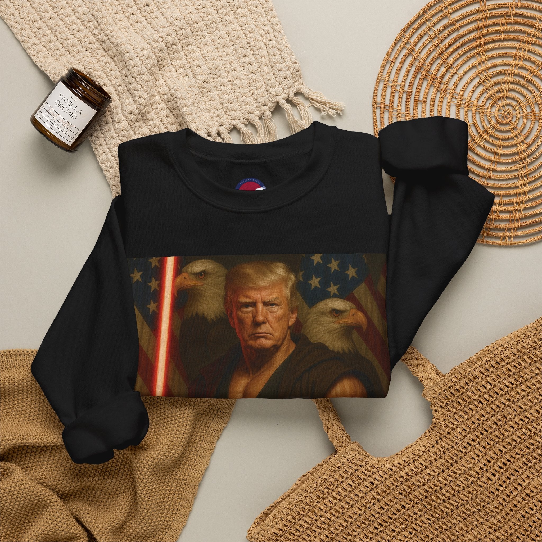 Patriotic Warrior Crewneck Sweatshirt — Trump Jedi Graphic