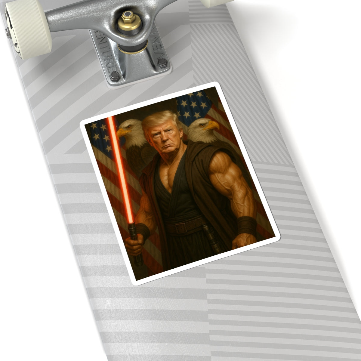 Patriotic Warrior Sticker — Jedi Donald Trump Character Kiss-Cut Sticker