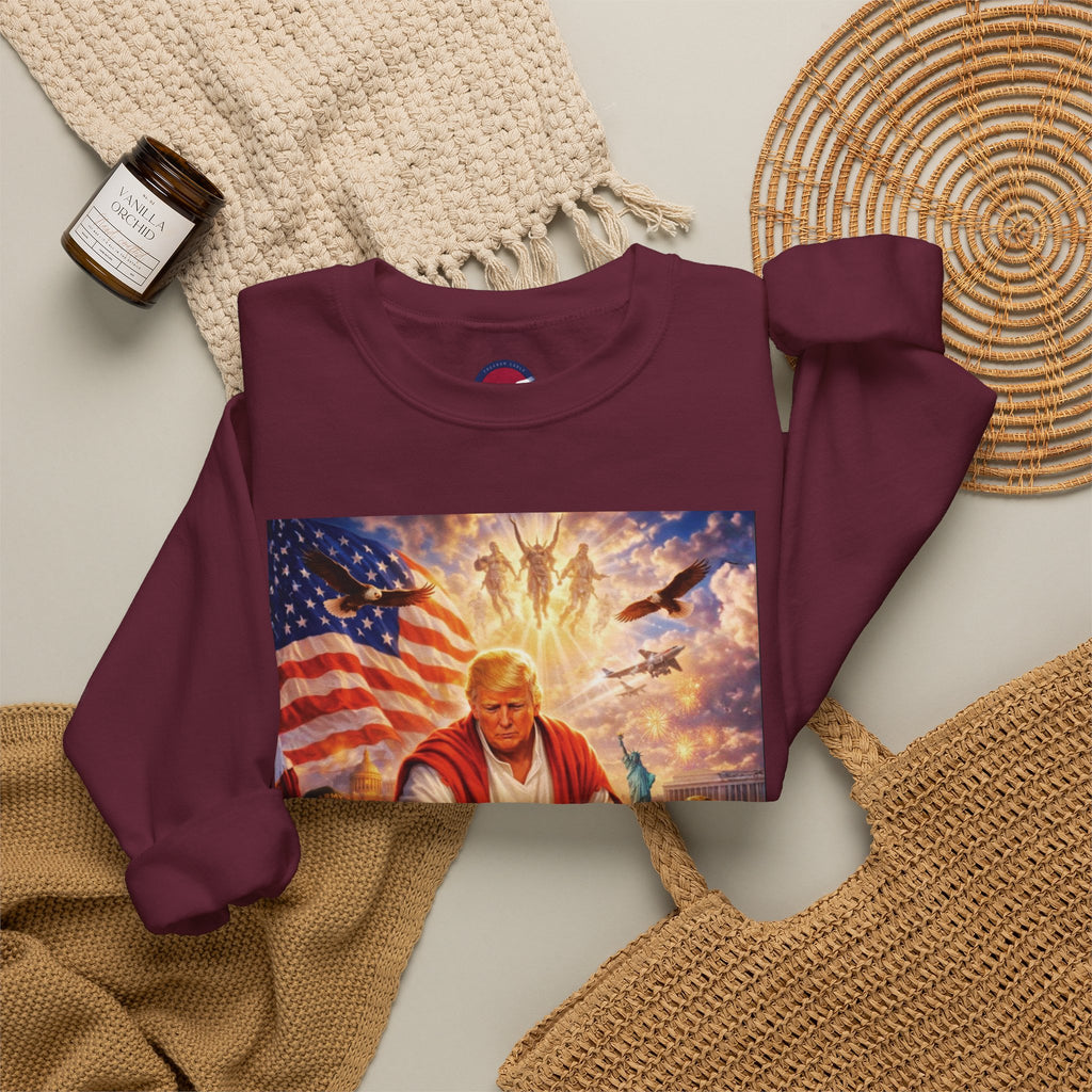 Patriotic Crewneck Sweatshirt - Trump Healing with American Flag Art