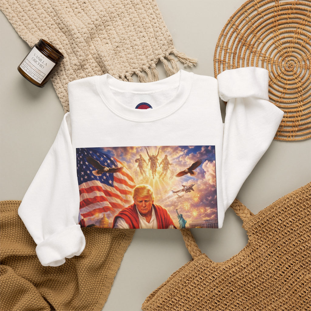Patriotic Crewneck Sweatshirt - Trump Healing with American Flag Art