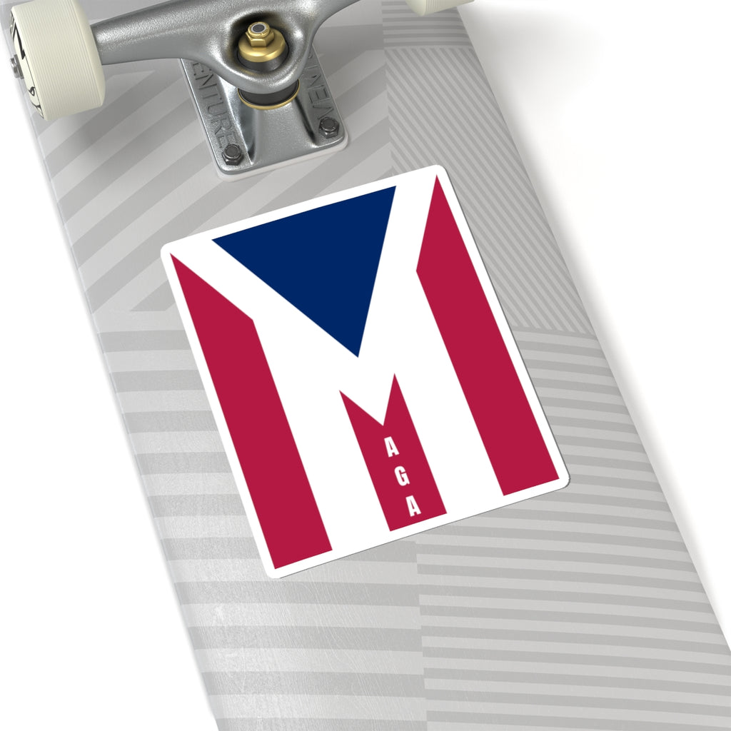 M Letter Flag Kiss-Cut Sticker — Patriotic 'MAGA' Design