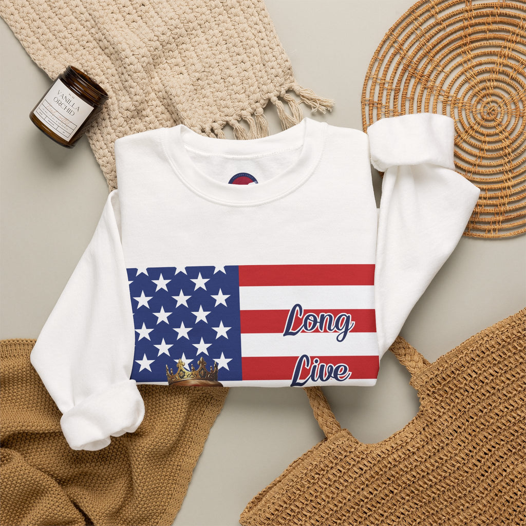Flag Donald Trump Portrait Sweatshirt – "Long Live The King" Patriotic Crewneck