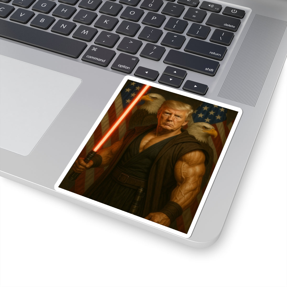 Patriotic Warrior Sticker — Jedi Donald Trump Character Kiss-Cut Sticker