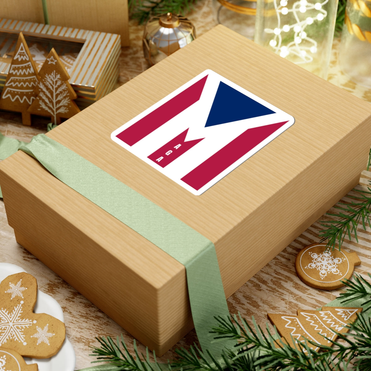 M Letter Flag Kiss-Cut Sticker — Patriotic 'MAGA' Design