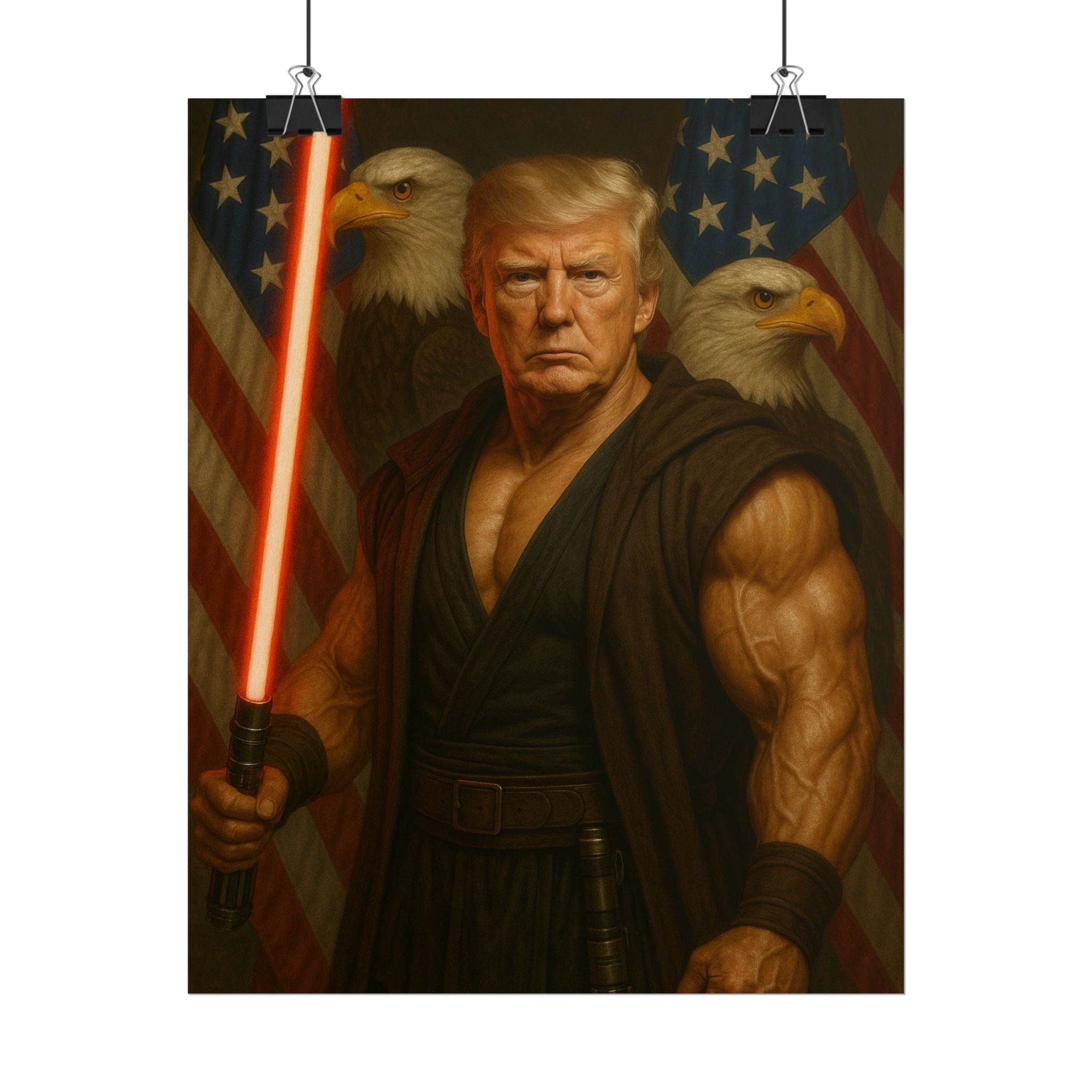 Trump Jedi Warrior Poster — Patriotic Lightsaber Wall Art