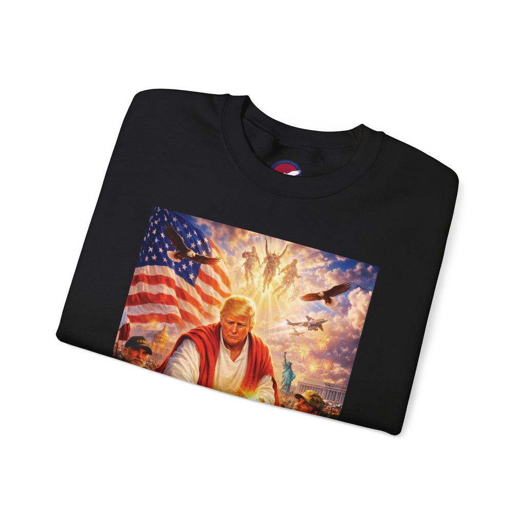 Patriotic Crewneck Sweatshirt - Trump Healing with American Flag Art