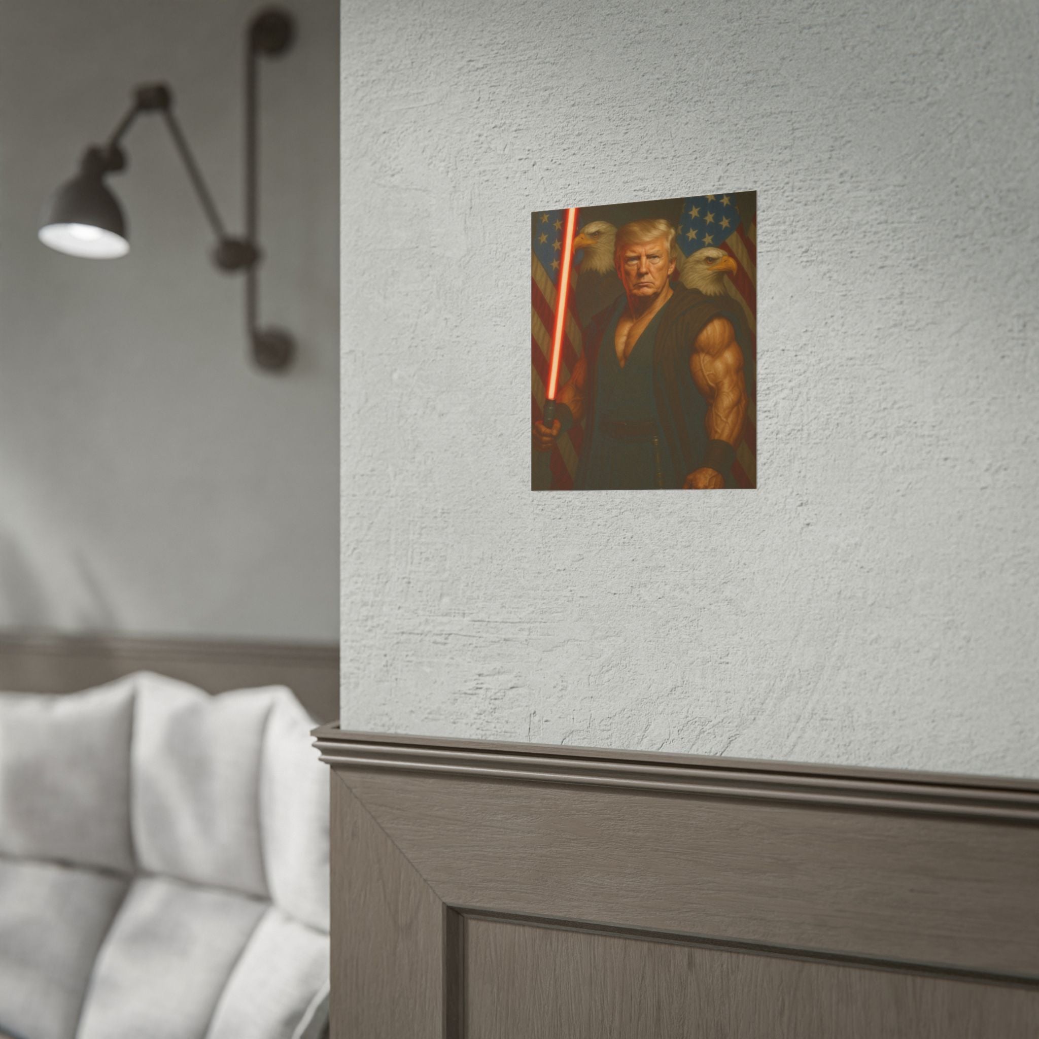 Trump Jedi Warrior Poster — Patriotic Lightsaber Wall Art