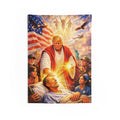 Indoor Wall Tapestry — Patriotic Trump as Healer Wall Art (God Bless America)