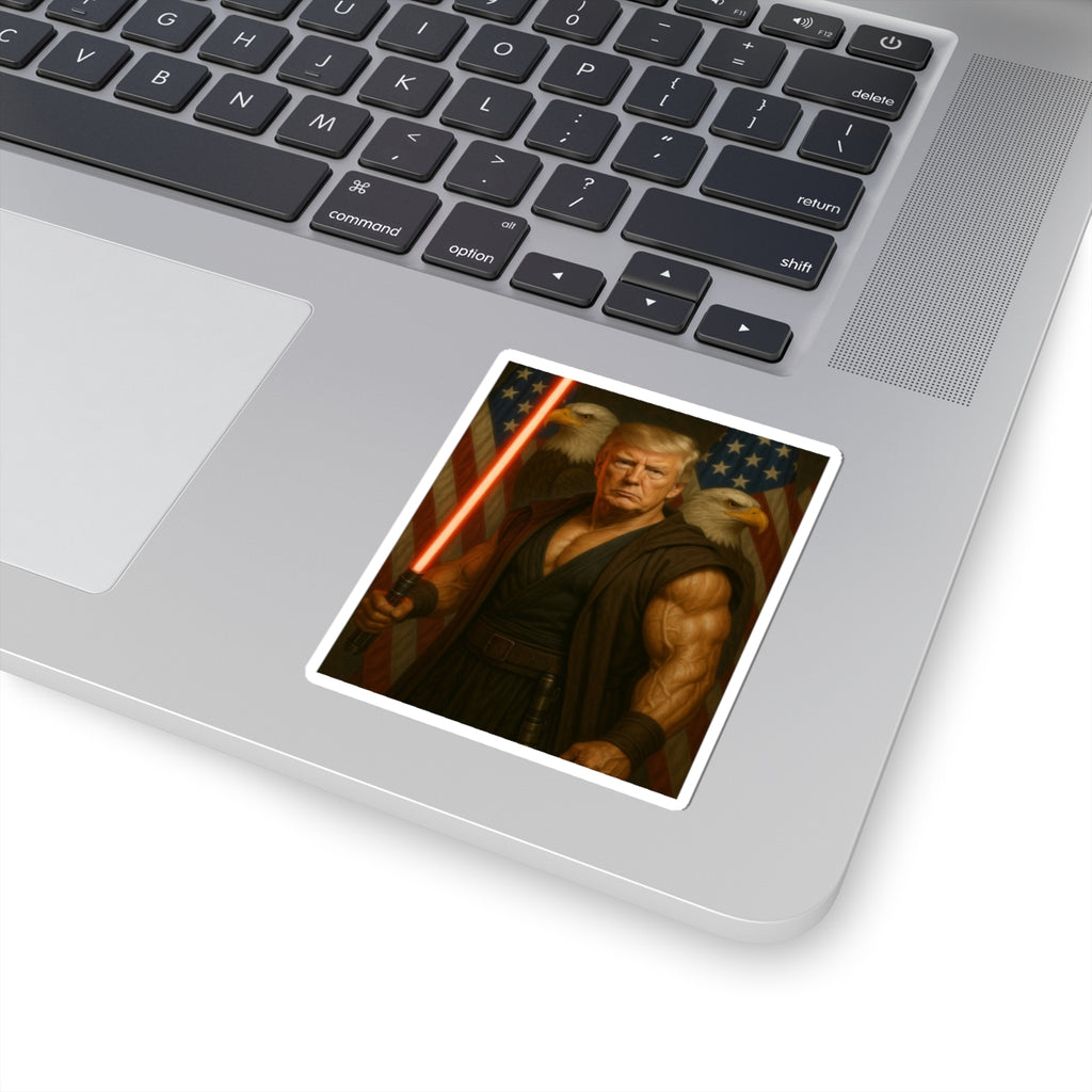 Patriotic Warrior Sticker — Jedi Donald Trump Character Kiss-Cut Sticker