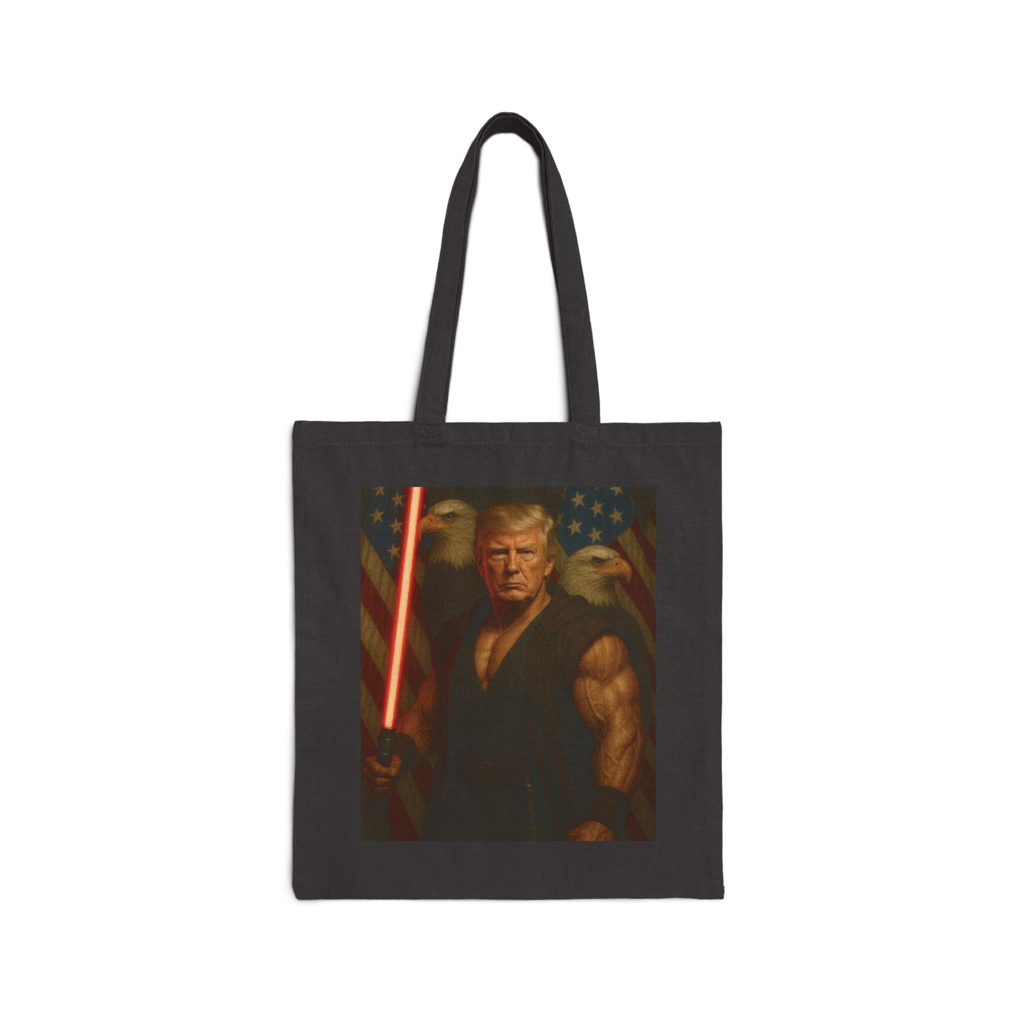 Patriotic Jedi Donald Trump Cotton Canvas Tote Bag — Bold Political Graphic Tote