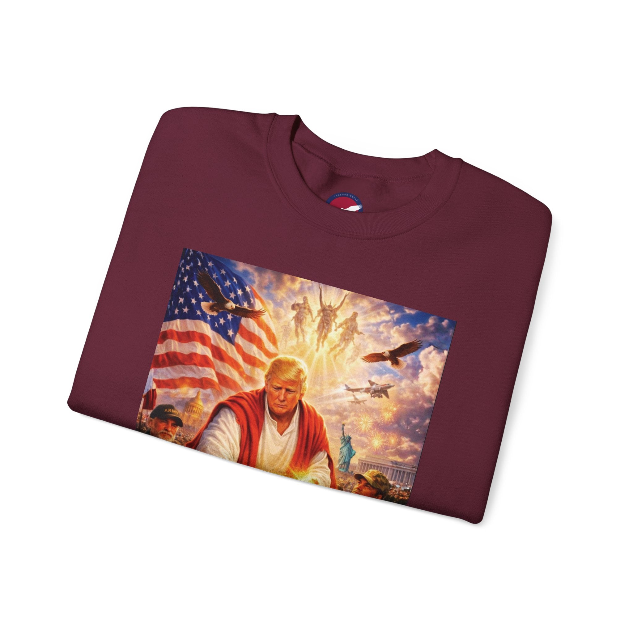 Patriotic Crewneck Sweatshirt - Trump Healing with American Flag Art