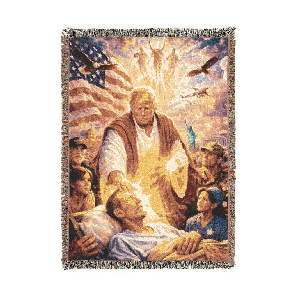 Patriotic Donald Trump Healer Woven Blanket