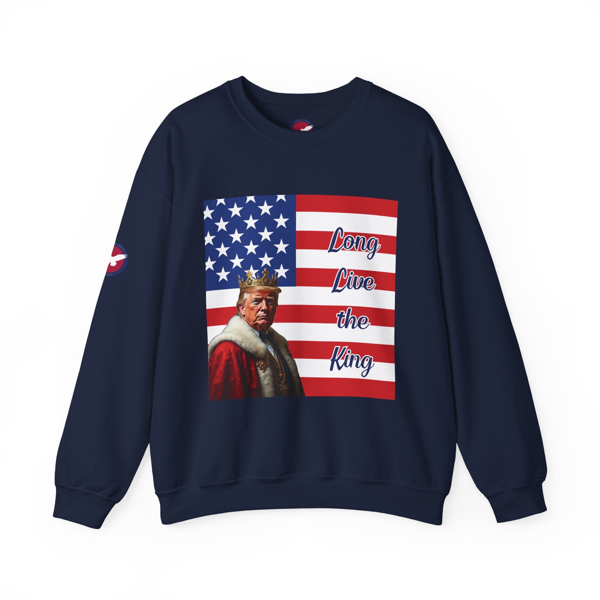 Flag Donald Trump Portrait Sweatshirt – "Long Live The King" Patriotic Crewneck