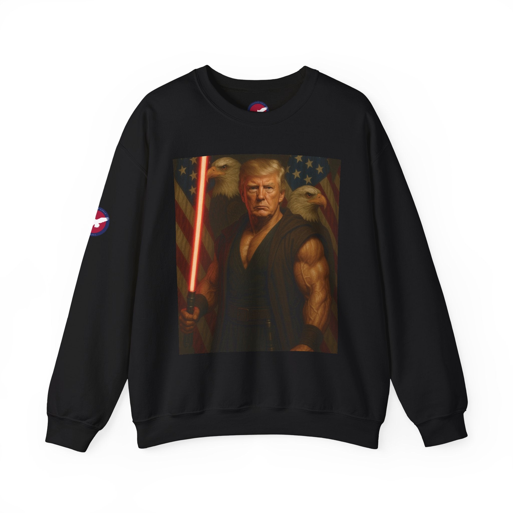 Patriotic Warrior Crewneck Sweatshirt — Trump Jedi Graphic