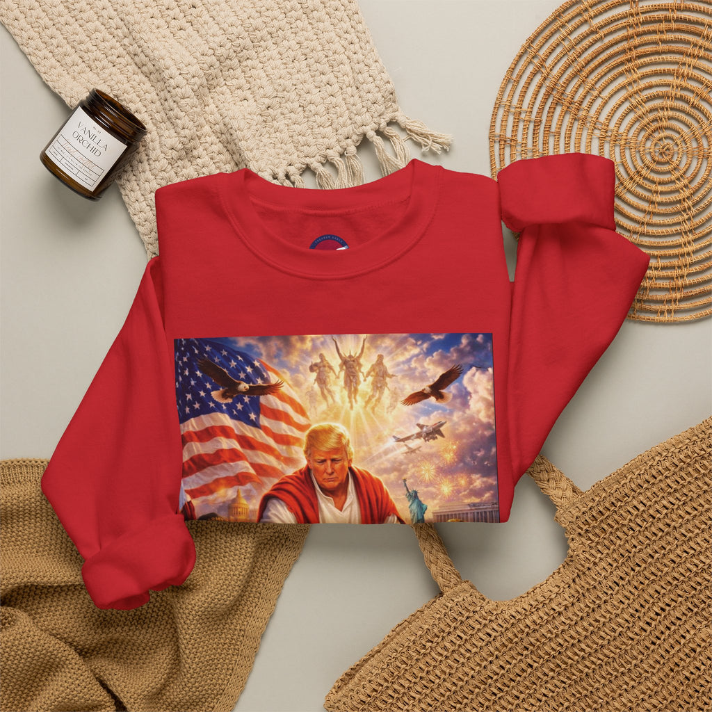 Patriotic Crewneck Sweatshirt - Trump Healing with American Flag Art