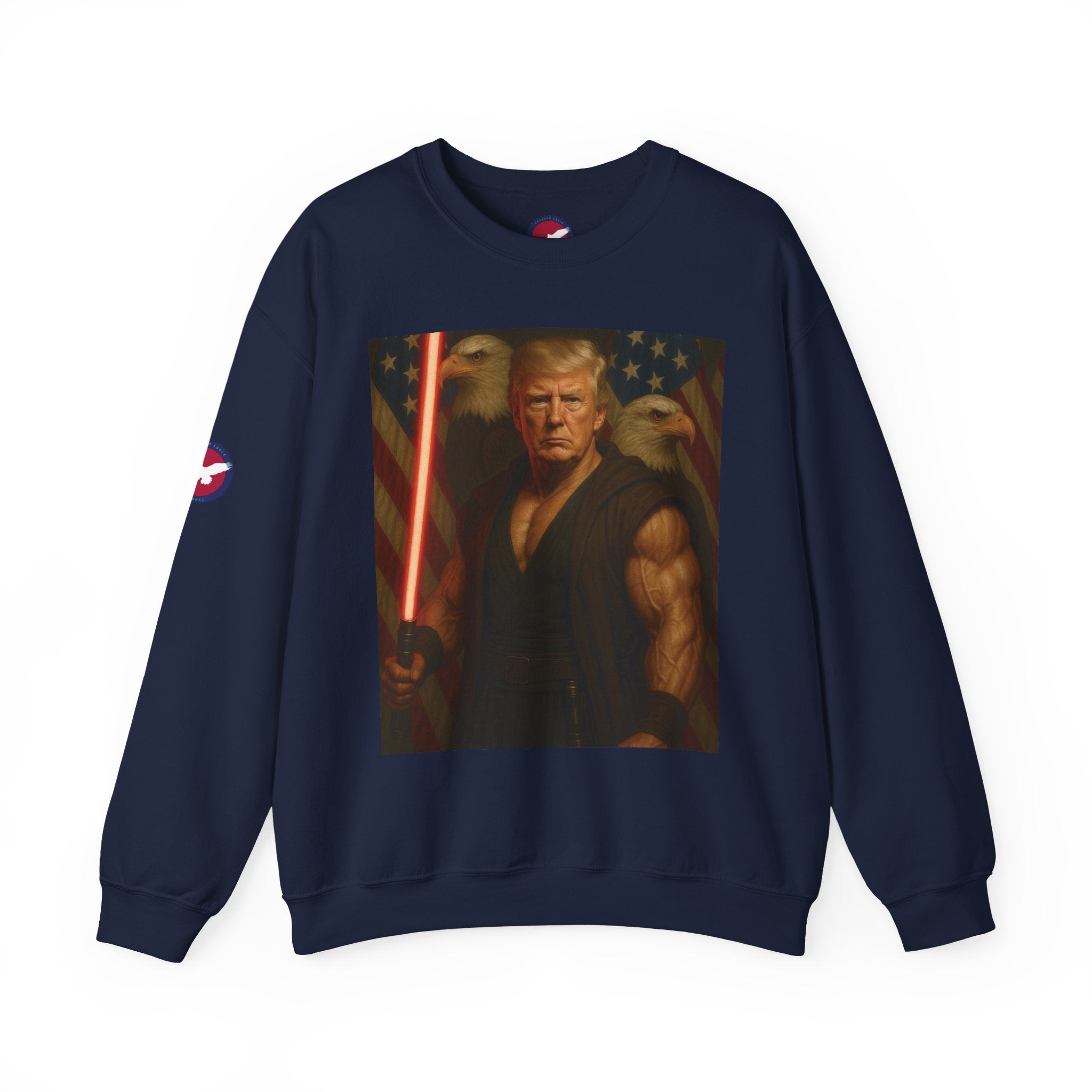 Patriotic Warrior Crewneck Sweatshirt — Trump Jedi Graphic