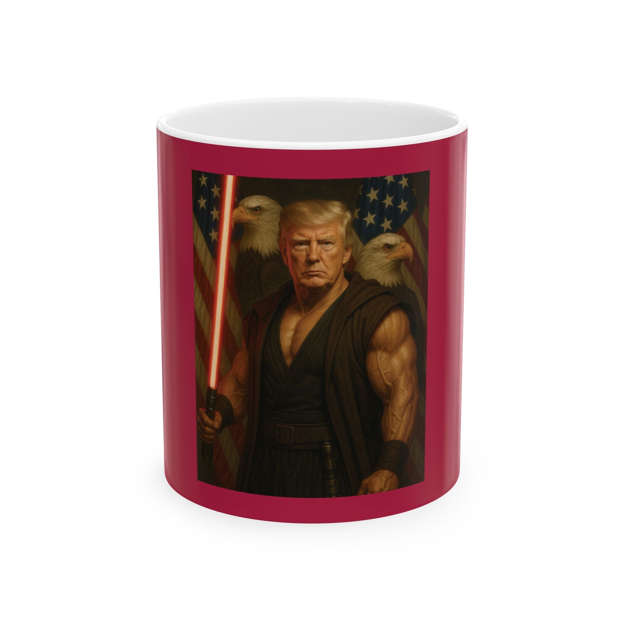 Patriotic Jedi Warrior Mug — Fantasy Lightsaber Coffee Cup