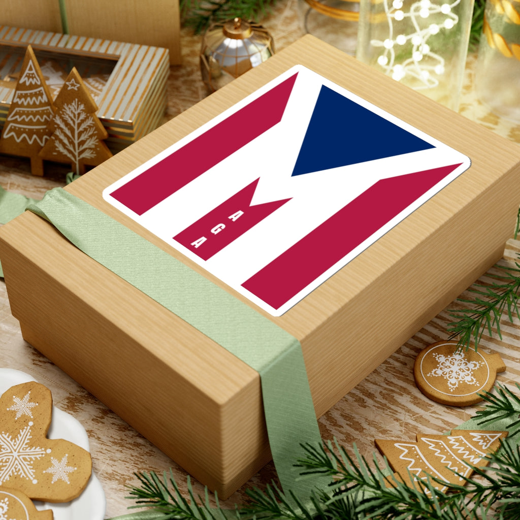 M Letter Flag Kiss-Cut Sticker — Patriotic 'MAGA' Design