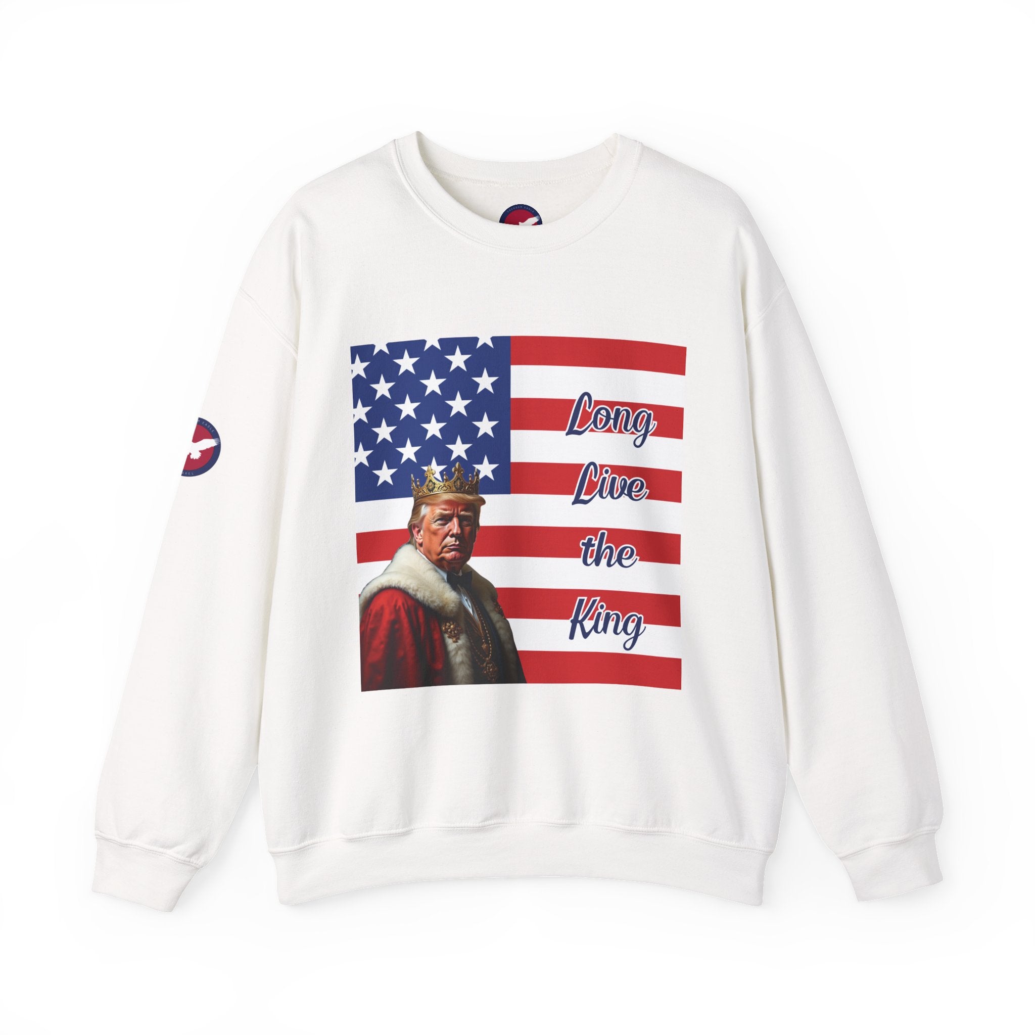 Flag Donald Trump Portrait Sweatshirt – "Long Live The King" Patriotic Crewneck